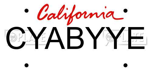 CYABYYE California License Plate