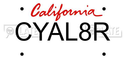 CYAL8R California License Plate