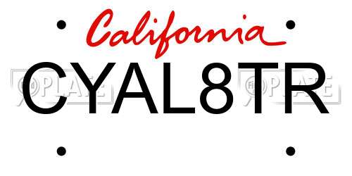 CYAL8TR California License Plate