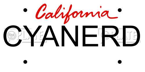 CYANERD California License Plate