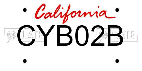 CYB02B California License Plate