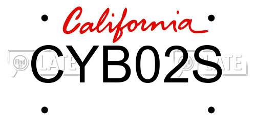 CYB02S California License Plate