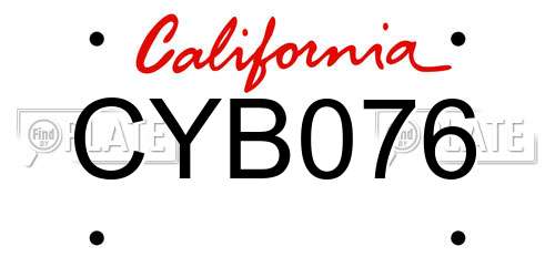 CYB076 California License Plate