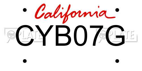 CYB07G California License Plate
