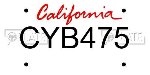 CYB475 California License Plate