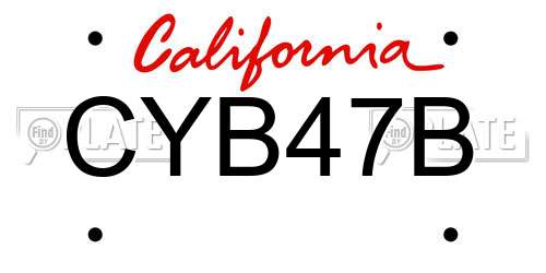 CYB47B California License Plate