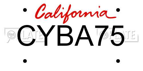 CYBA75 California License Plate
