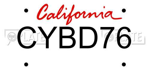 CYBD76 California License Plate