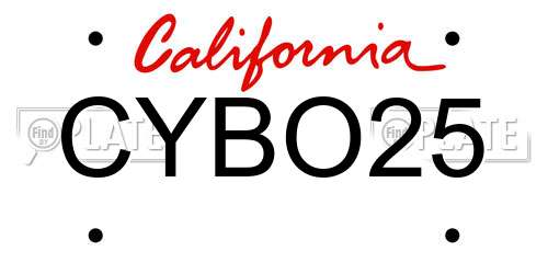 CYBO25 California License Plate