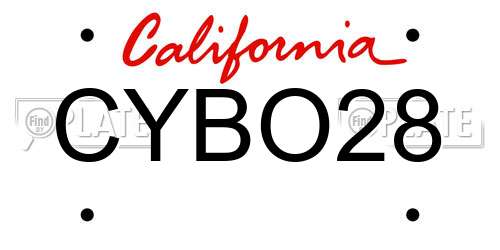 CYBO28 California License Plate