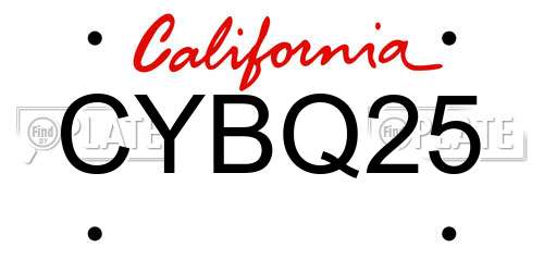 CYBQ25 California License Plate