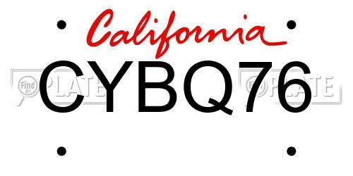 CYBQ76 California License Plate