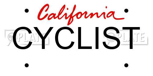 CYCLIST California License Plate