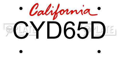 CYD65D California License Plate