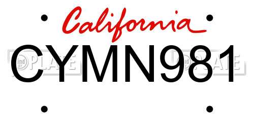 CYMN981 California License Plate