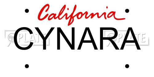 CYNARA California License Plate