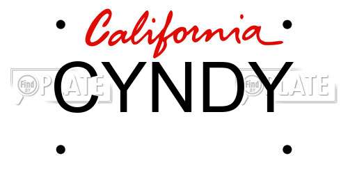CYNDY California License Plate