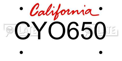 CYO650 California License Plate