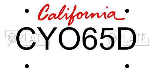 CYO65D California License Plate