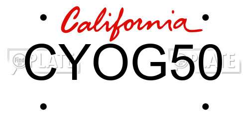 CYOG50 California License Plate