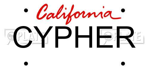 CYPHER California License Plate