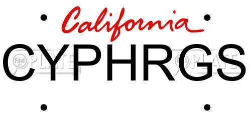 CYPHRGS California License Plate
