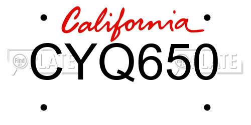CYQ650 California License Plate