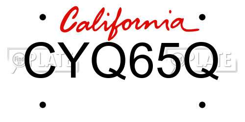 CYQ65Q California License Plate