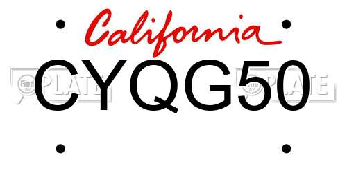 CYQG50 California License Plate