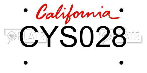 CYS028 California License Plate