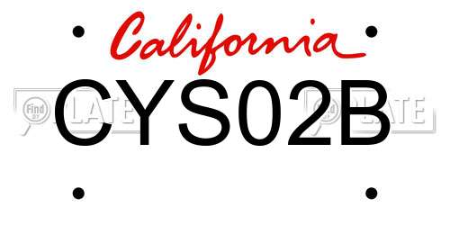 CYS02B California License Plate