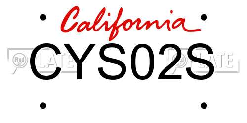 CYS02S California License Plate