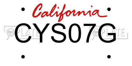 CYS07G California License Plate