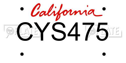 CYS475 California License Plate