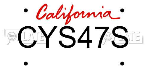 CYS47S California License Plate