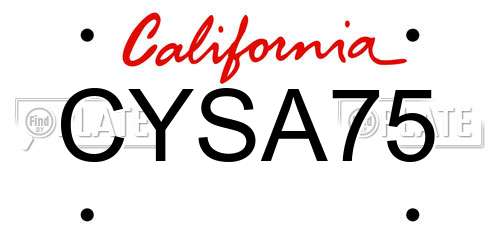 CYSA75 California License Plate