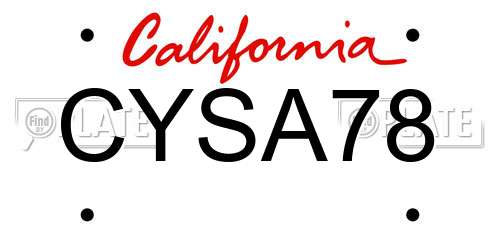 CYSA78 California License Plate