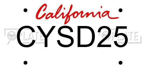 CYSD25 California License Plate