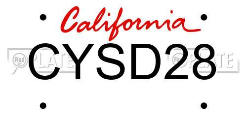 CYSD28 California License Plate