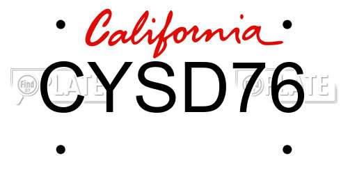CYSD76 California License Plate