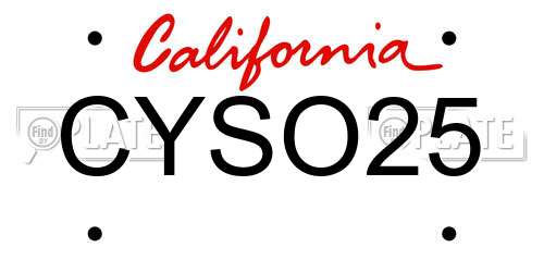CYSO25 California License Plate