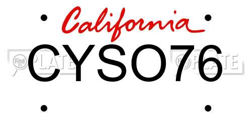 CYSO76 California License Plate