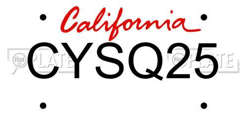 CYSQ25 California License Plate