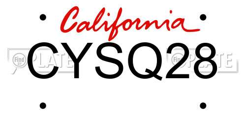 CYSQ28 California License Plate