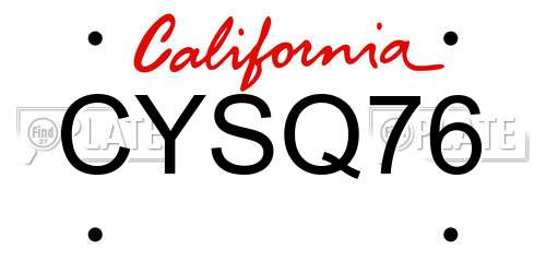 CYSQ76 California License Plate