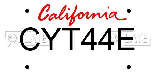 CYT44E California License Plate