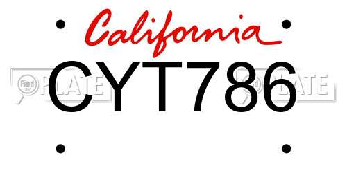 CYT786 California License Plate