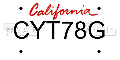 CYT78G California License Plate