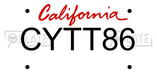 CYTT86 California License Plate
