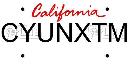 CYUNXTM California License Plate